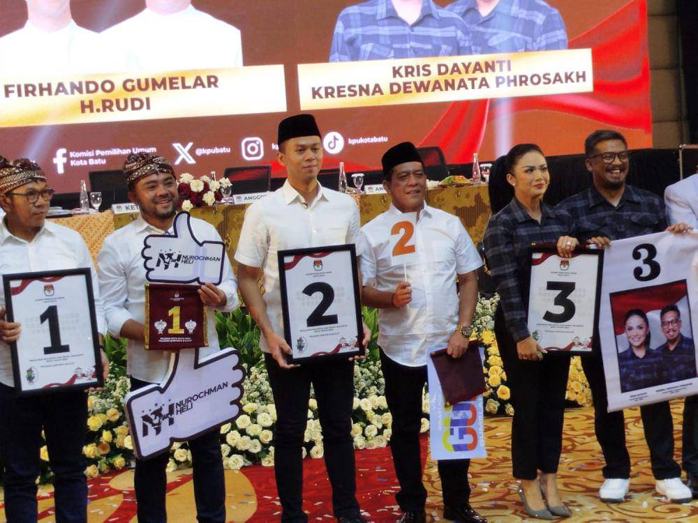 Undian nomor urut Paslon Wali Kota dan Wakil Wali Kota Batu 2024. (IDN Times/Rizal Adhi Pratama)