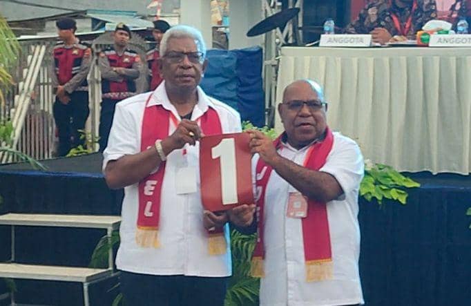 Pasangan JOEL mendapatkan nomor urut satu dalam Pilkada Mimika 2024. (IDN Times/Endy Langobelen)