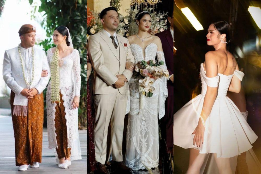 10 Gaya Busana dan Makeup Pernikahan Hana Saraswati, Serba Putih!