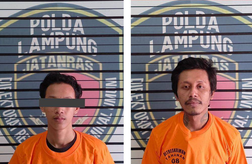 Tampang kedua tersangka MRS (17) dan RS (33) diringkus personel Ditreskrimum Polda Lampung. (Dok. Polda Lampung).