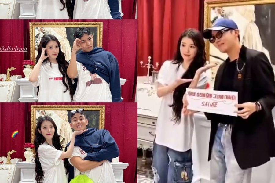 IU bersama V dan J-Hope BTS (instagram.com/thv | instagram.com/uarmyhope)