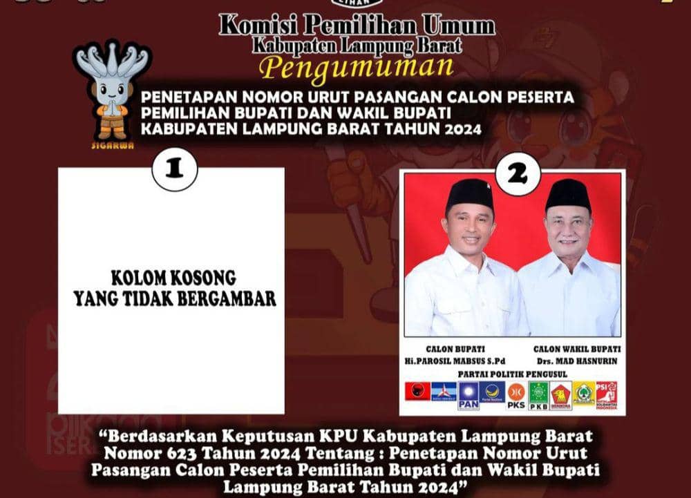 Hasil penetapan nomor urut KPU Lampung Barat. (Dok. KPU Lampung Barat).
