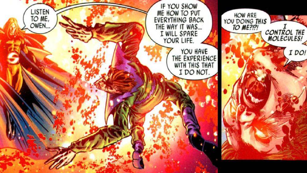 Sentry mengalahkan Molecule Man yang merupakan salah satu villain terkuat di komik. (dok. Marvel Comics/Dark Avengers)