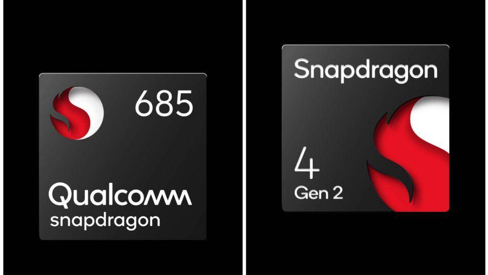 Iluustrasi prosesor Qualcomm Snapdragon 6885 (kiri) dan Qualcomm Snapdragon 4 Gen 2 (kanan) (vivo.com)