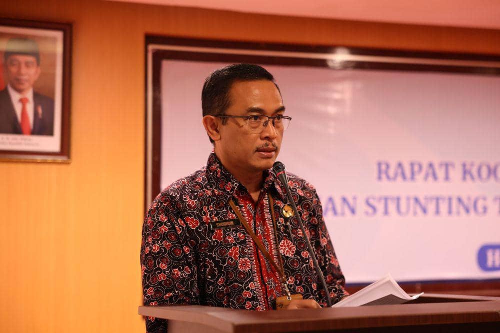 Kepala Perwakilan BKKBN Sulsel, Shodiqin saat memberi sambutan dalam Rapat Koordinasi Pelaksanaan Percepatan Penurunan Stunting (PPS) tingkat provinsi Sulawesi Selatan, Rabu (25/9/2024)/Humas BKKBN Sulsel