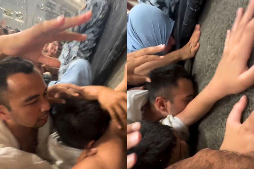 7 Momen Detik-detik Raffi Ahmad dan Rafathar Mencium Kabah, Menangis!