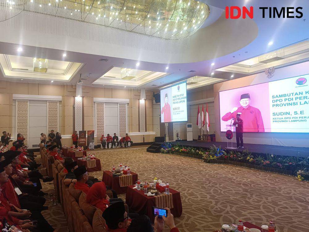 Rakerdasus PDIP Lampung di Kota Bandar Lampung, Sabtu (28/9/2024). (IDN Times/Tama Yudha Wiguna).