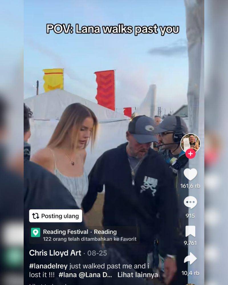 Lana Del Rey dan Jeremy Dufrene tertangkap kamera hadiri festival di Inggris (TikTok.com/chrislloydart)