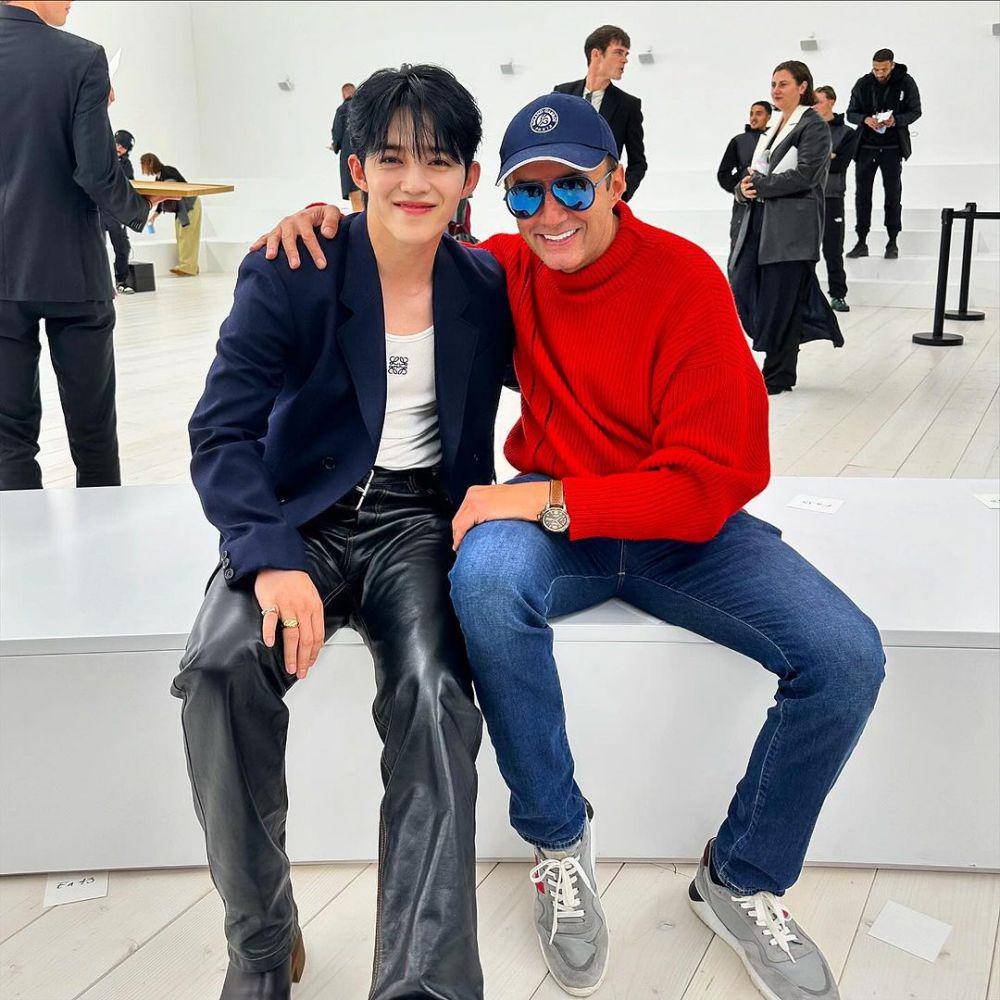 S.Coups SEVENTEEN dan Laith Bazari saat hadiri LOEWE Paris Fashion Week 2024 (instagram.com/laithbazari)