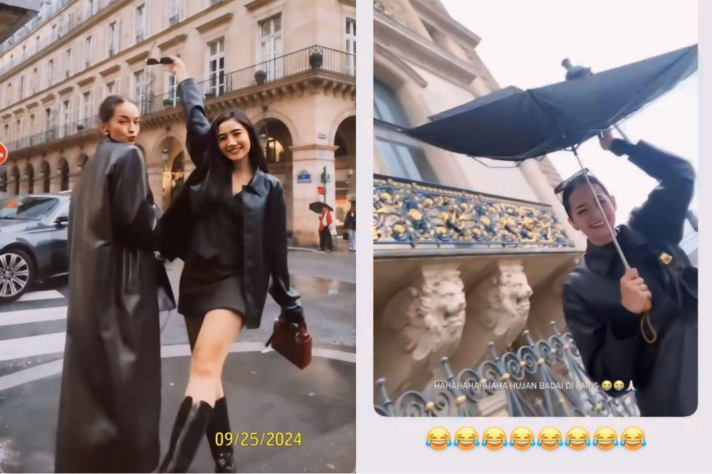 9 Momen Enzy Storia Liburan di Paris, Ngakak Payung Kena Hantam Badai!