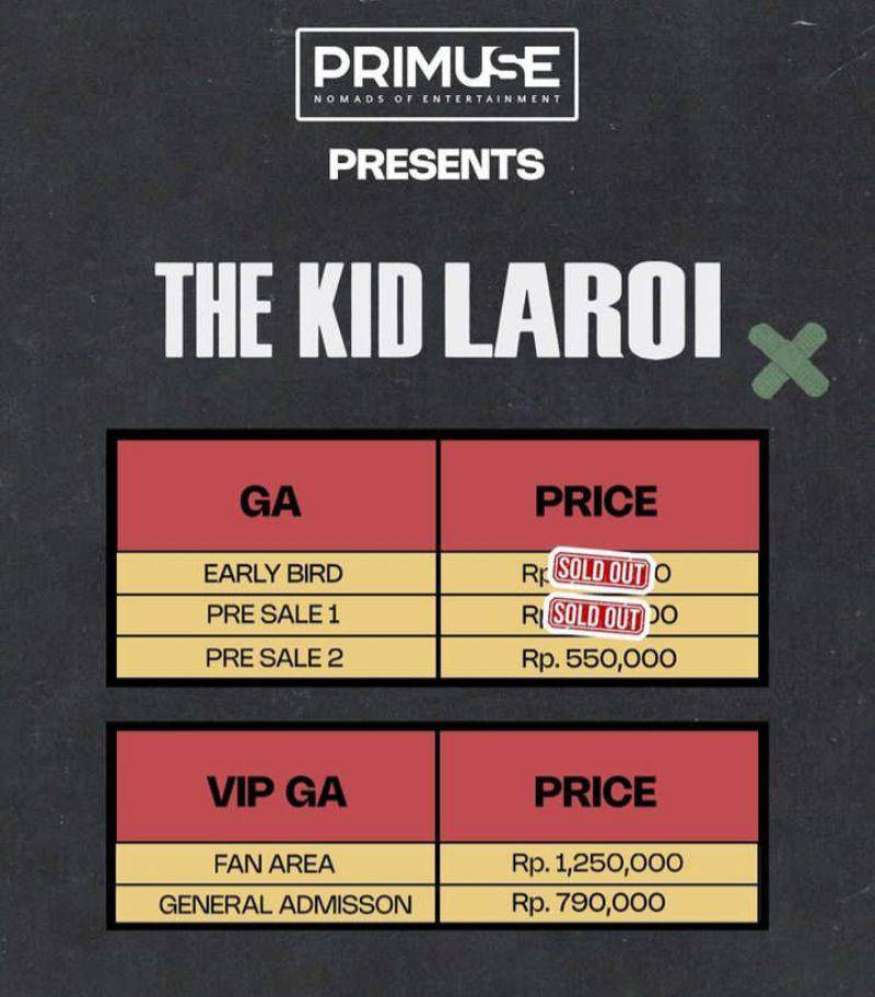 harga tiket konser The Kid Laroi 2024 di Bali (instagram.com/primuse_live)