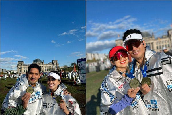 10 Potret Ibnu Jamil Finish Berlin Marathon 2024 bareng Keluarga