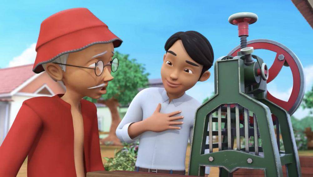 Abang Iz membantu Uncle Ah Tong (dok. Les’ Copaque/Upin Ipin)