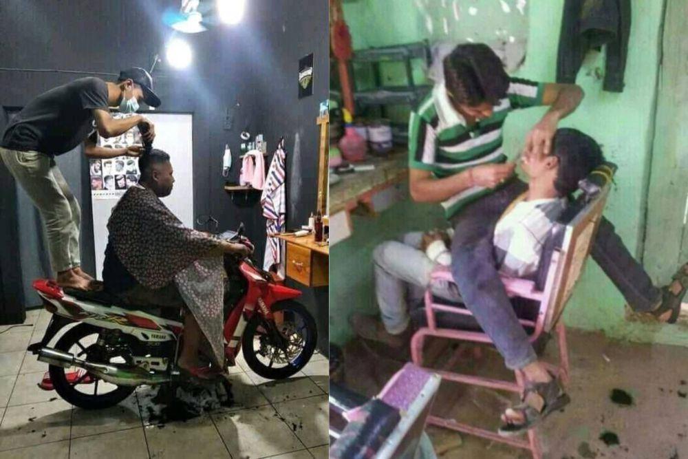 7 Foto Kocak Cowok ketika Cukur Rambut, Lebai Pol!