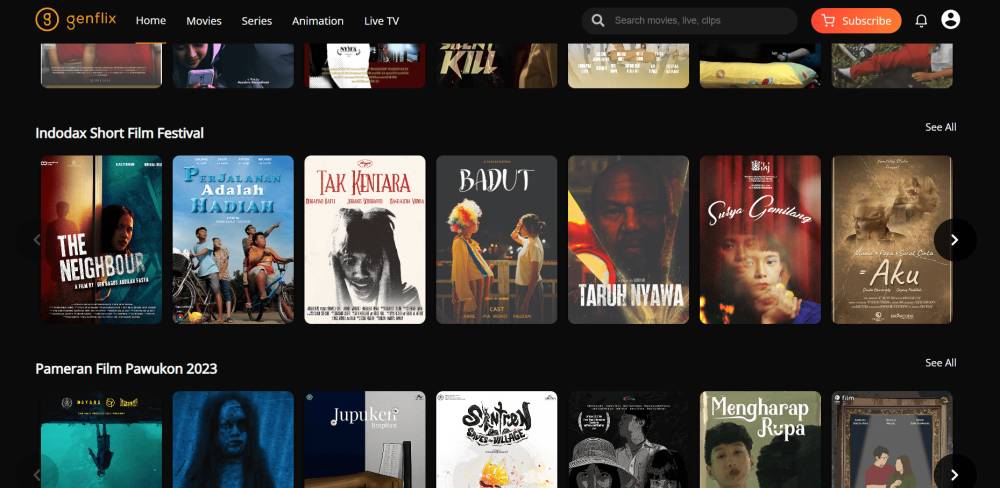 tampilan beranda Genflix (dok. Genflix)