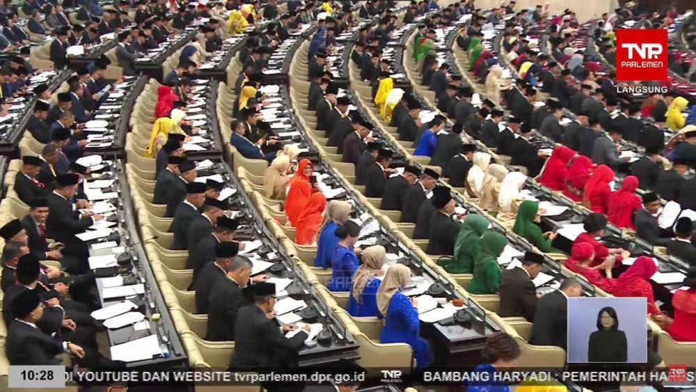 Pelantikan anggota DPR RI terpilih periode 2024-2029 pada Selasa (1/10/2024). (YouTube.com/TVR Parlemen)