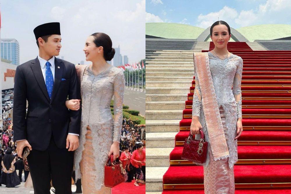 7 Potret Beby Tsabina Dampingi Suami di Pelantikan DPR RI 2024, Mesra!