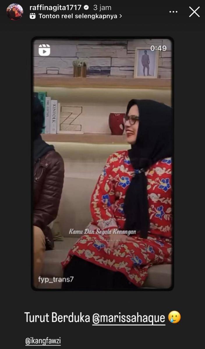 Ucapan duka artis atas meninggalnya Marissa Haque (instagram.com.com/raffinagita1717)