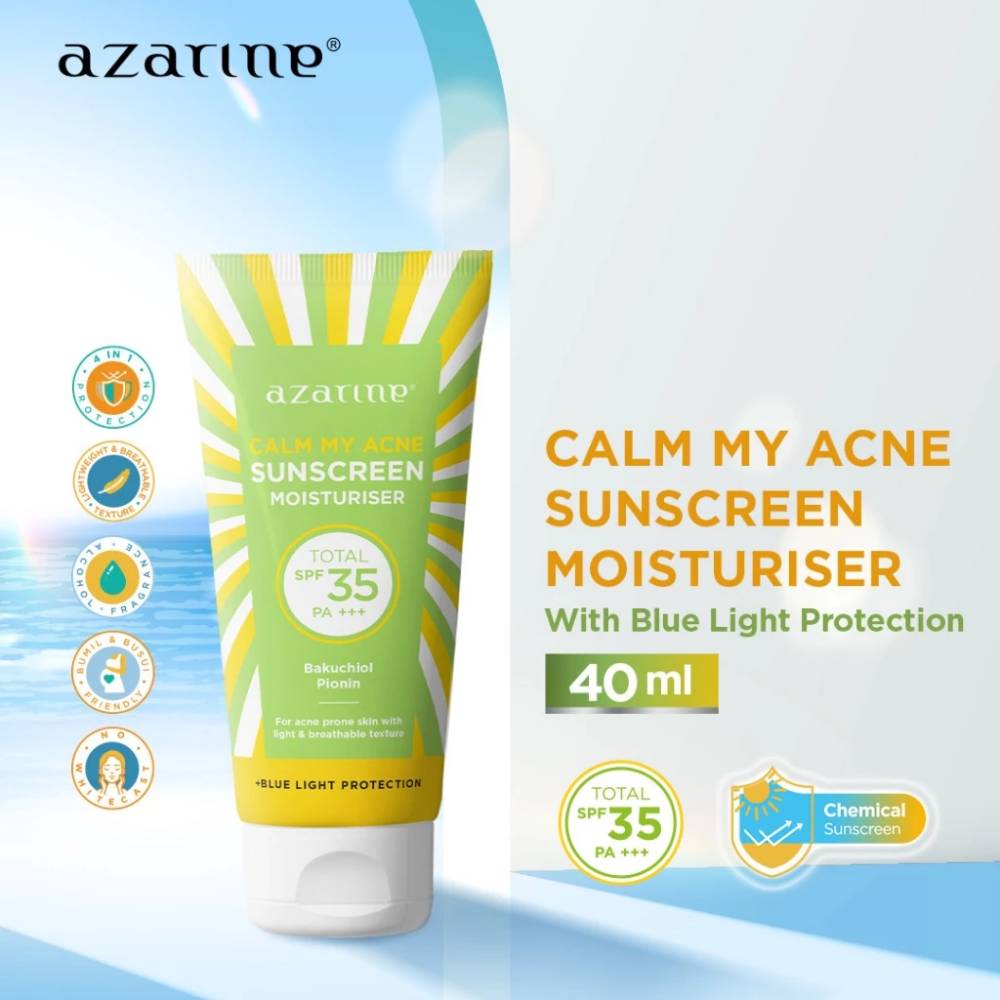 Azarine Calm My Acne Sunscreen Moisturiser (shopee.co.id/Azarine Cosmetic Official Shop)