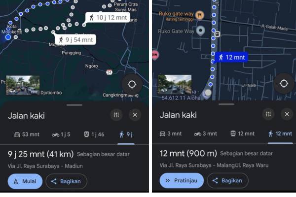 fitur Navigasi Langsung di Google Maps dengan klik "Mulai" untuk memberikan petunjuk melalui suara (dok. Google Maps)
