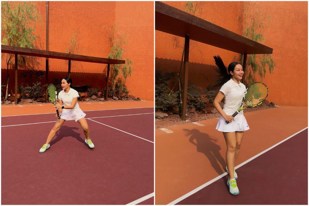 10 Potret Yura Yunita Main Tenis dengan Baju Putih, Gaya dan Skill Oke