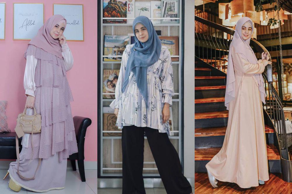 10 Ide OOTD Hijab Simpel ala Risty Tagor, Kalem dan Santun