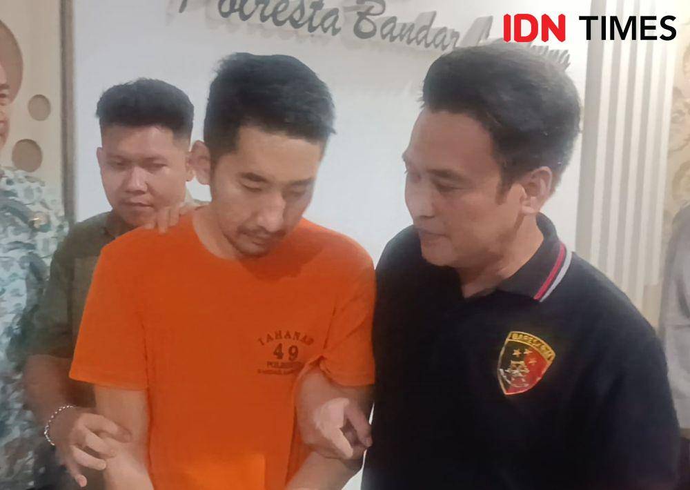 Konferensi pers penetapan tersangka suami selebgram Lampung Anastasia Noor Widiastuti inisal AP. (IDN Times/Tama Yudha Wiguna).