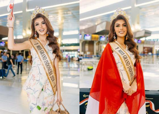 7 Potret Keberangkatan Miss Grand Indonesia 2024 Nova Liana ke Kamboja