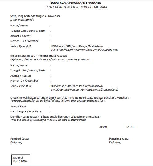 contoh surat kuasa tiket konser (dok. Dyandra Global)