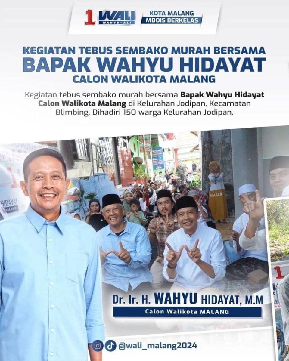 Program Tebus Sembako Murah oleh Paslon WALI. (Instagram/@wali_malang2024)
