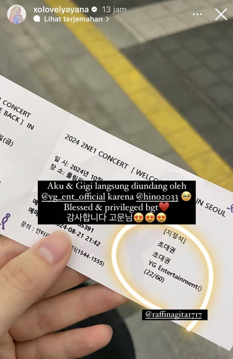 momen Nagita Slavina nonton konser 2NE1 (instagram.com/xolovelyayana)