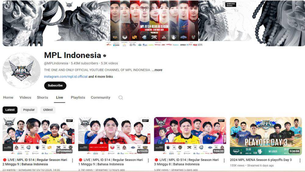 kanal YouTube resmi MPL Indonesia (YouTube.com/MPL Indonesia)