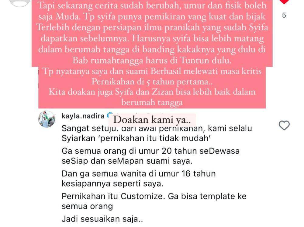 respons ibu dan kakak Kamila Asy Syifa (instagram.com/kayla.nadira)
