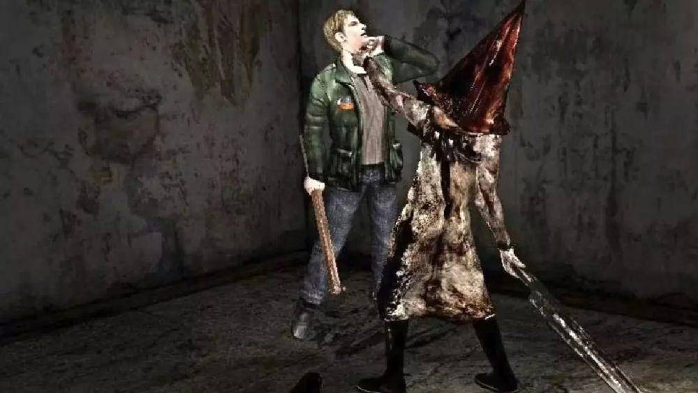 Pyramid Head menyerang James Sunderland (dok. Konami/Silent Hill 2)