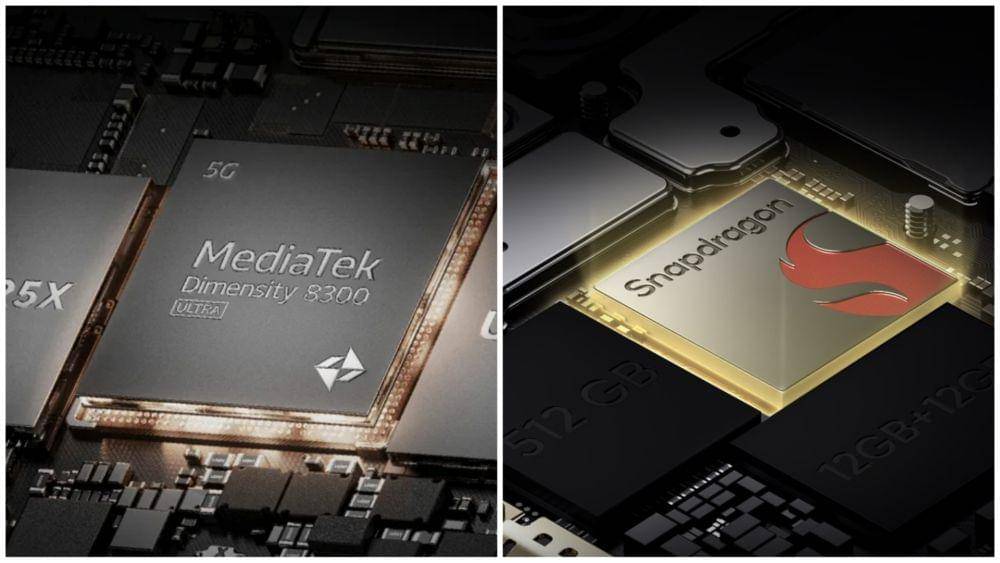 ilustrasi prosesor MediaTek Dimensity 8300 Ultra (mi.co.id) | ilustrasi prosesor Qualcomm Snapdragon 7s Gen 2 (realme.com)