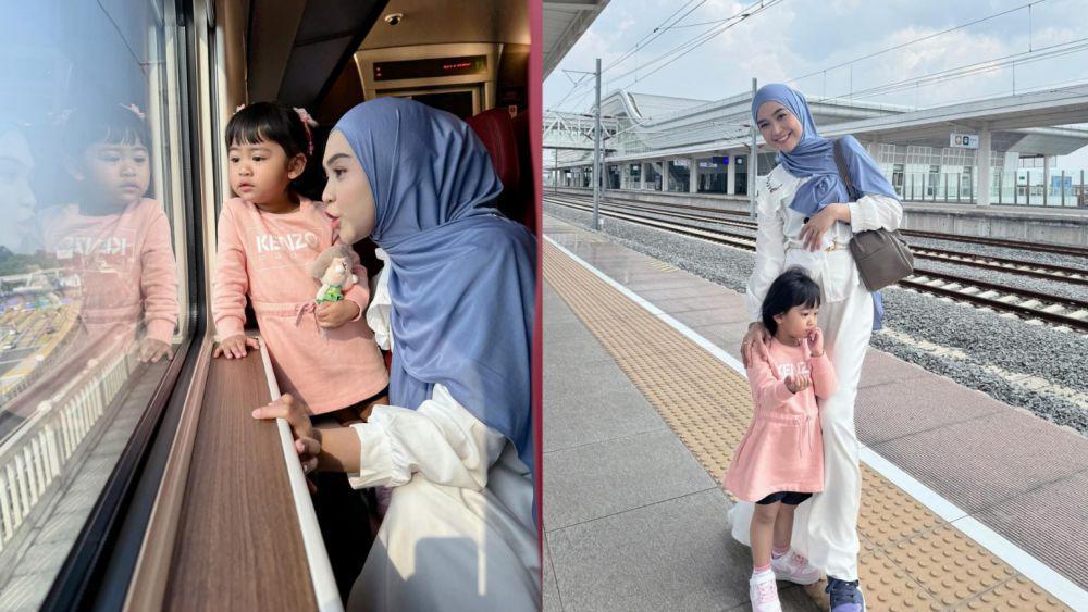 7 Potret Ria Ricis Ajak Moana Naik Kereta Api, Happy Banget!