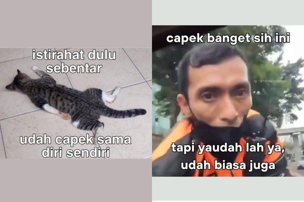 kolase meme capek sama diri sendiri (x.com/shitegobli I x.com/alessaoncrypto)