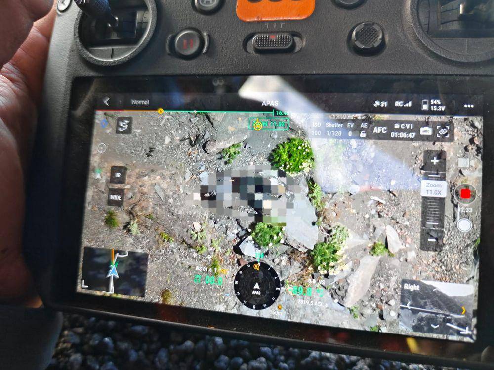 Jasad korban terdeteksi drone. (Dok. SAR Mataram)