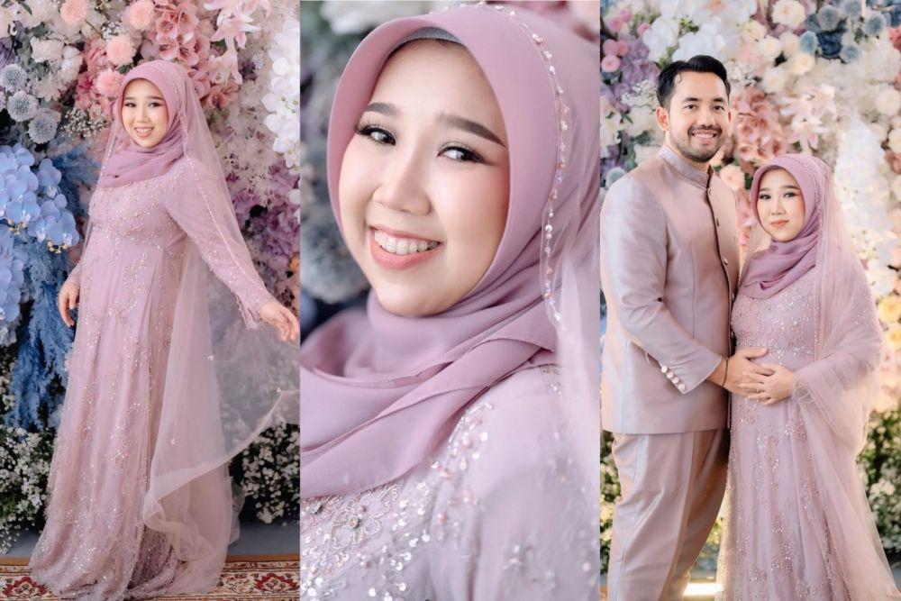 9 Inspirasi Dress dan Makeup Tasyakuran Kehamilan Kiky Saputri, Anggun