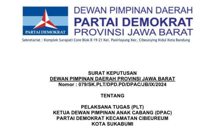 Potongan gambar SK penunjukkan Plt Ketua Dewan PAC Cibeureum, Sukabumi (IDN Times/Istimewa)
