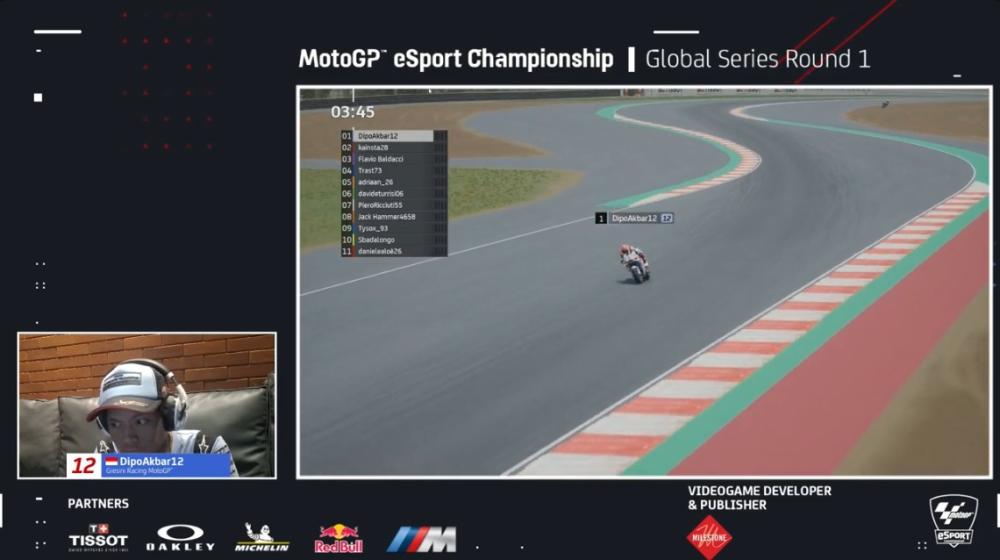 Dipo Akbar saat menjalani sesi kualifikasi sprint race GP Indonesia. (youtube.com/MotoGPeSport)