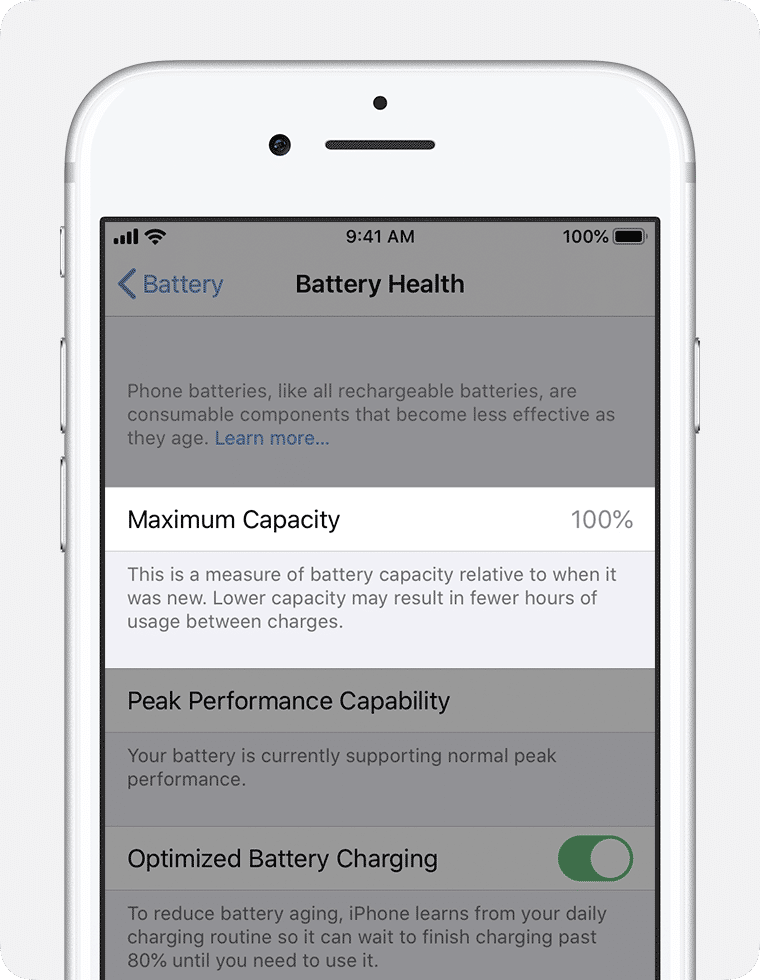 Informasi kapasitas maksimum baterai iPhone (apple.com)