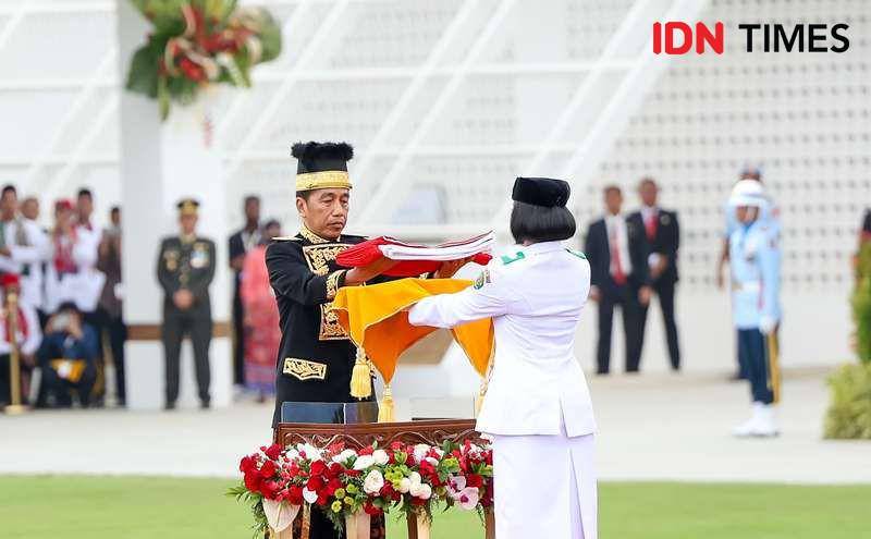 Presiden Jokowi saat melaksanakan upacara HUT RI perdana di IKN. Foto Humas OIKN (IDN Times/Ervan)