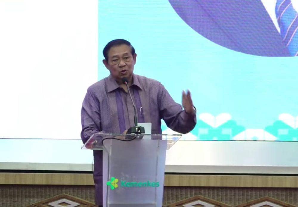 Presiden RI ke-6 Susilo Bambang Yudhoyono  di Gedung Kemenkes, Kamis (10/10/2024). (youtube.com/Kementerian Kesehatan RI)