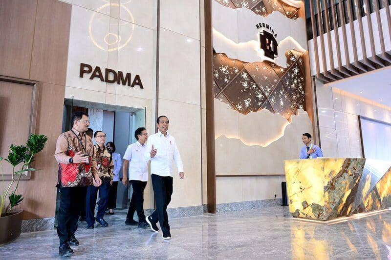 Jokowi menyebut interior RS Hermina Nusantara layaknya hotel bintang lima. (Dok. Muchlis Jr - Biro Pers Sekretariat Presiden)