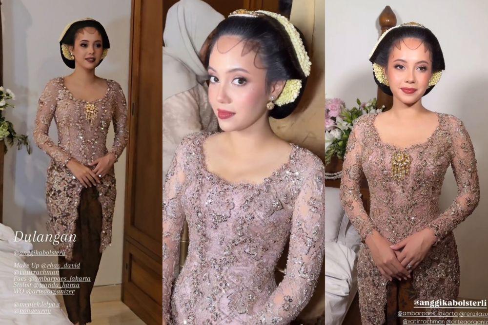 10 Kebaya dan Makeup Midodareni Anggika Bolsterli, Jawa Modern!