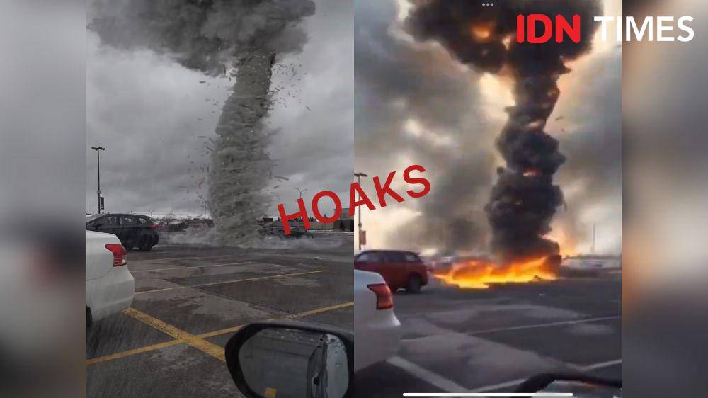 Tangkapan layar dua video hoaks serupa. (IDN Times/Yuko Utami)