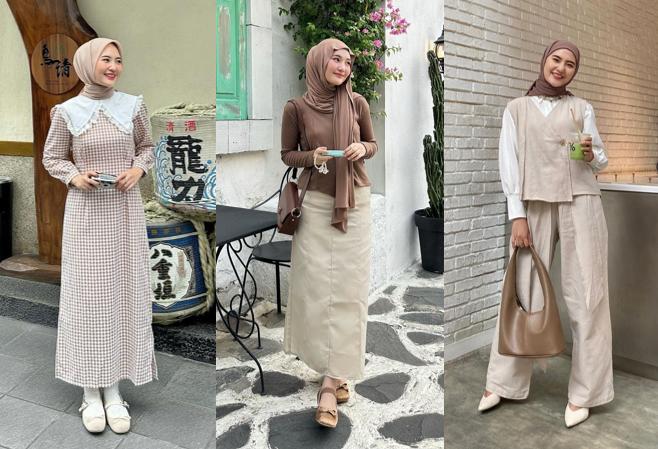 12 OOTD Hijab Nuansa Cokelat ala Intan Ghazella, Kalem dan Elegan!