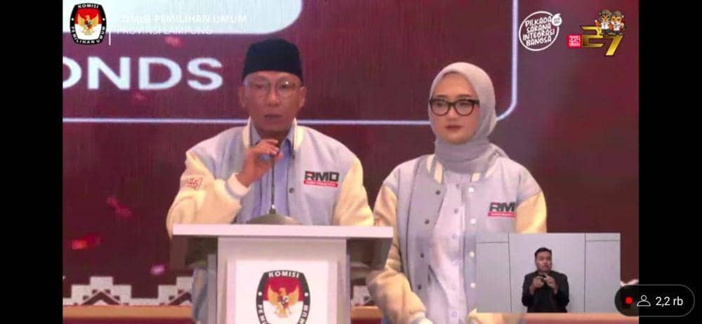 Debat Publik Perdana Pilgub Lampung, Ini Visi Paslon 02 Mirza-Jihan