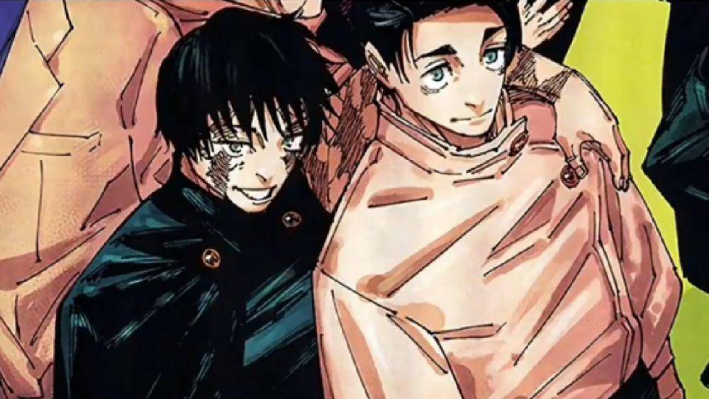 Kemesraan Yuta dan Maki dalam halaman sampul Chapter 271. (dok. Viz Media/Jujutsu Kaisen)